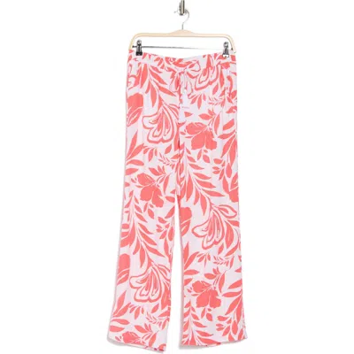 Ellen Tracy Wide-leg Pants In Tropical Coral Floral