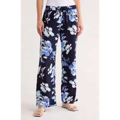 Ellen Tracy Wide Leg Linen-blend Pant In Black