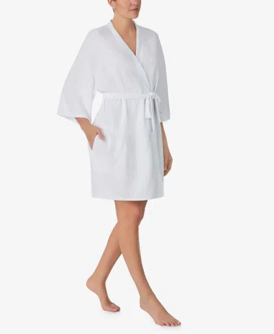 Ellen Tracy Women's 3/4 Kimono Sleeve Short Robe In White