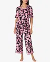 Ellen Tracy 2pc Wide Leg Pajama Set In Pink