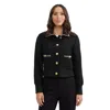 Ellen Tracy Tweed Bomber Jacket In Black