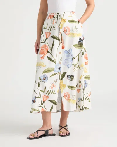 Ellen Tracy Women's Button Front Flared Skirt In Multi