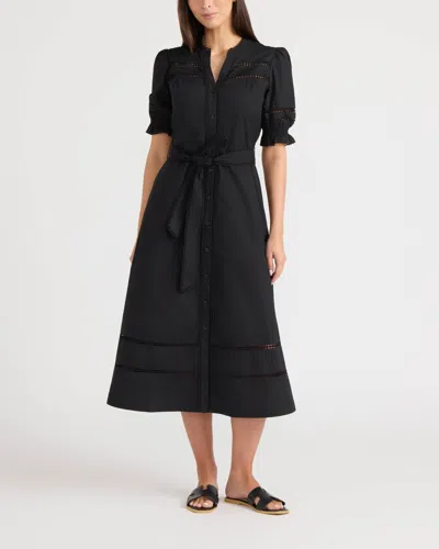 Ellen Tracy Women's Button Front Midi Dress In Black