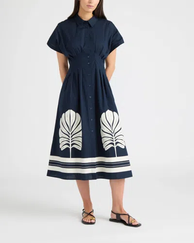 Ellen Tracy Women's Button Front Pleated Shirt Dress In Blue