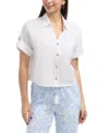 Ellen Tracy Women's Camp Shirt With Button Front In White