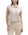 Ellen Tracy Drawstring Hem Camp Shirt In Multi