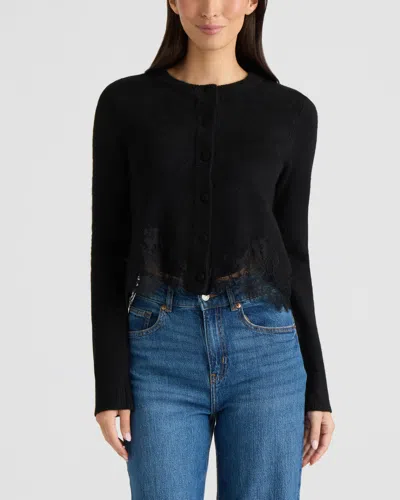 Ellen Tracy Women's Cardigan With Lace Detail In Black