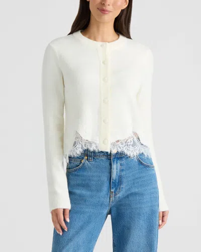 Ellen Tracy Women's Cardigan With Lace Detail In White