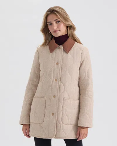 Ellen Tracy Women's Chevron Quilted Coat With Contrast Collar In Brown