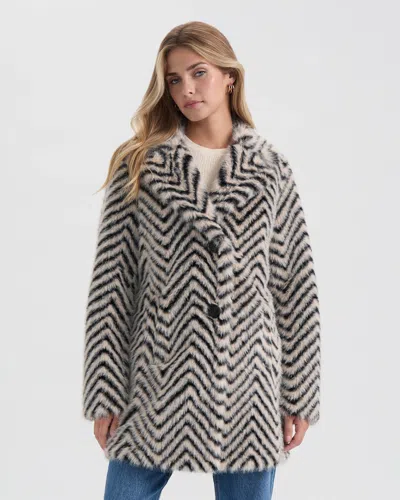 Ellen Tracy Women's Chevron Shearling Overcoat In Multi