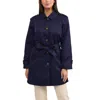 Ellen Tracy Women's Coated Gab Trench With Polyfill Insulation In Blue