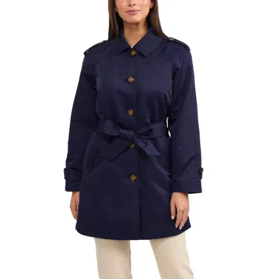 Ellen Tracy Women's Coated Gab Trench With Polyfill Insulation In Blue