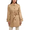 Ellen Tracy Belted Trench Coat Jacket In Brown