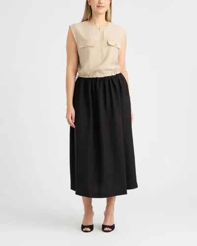 Ellen Tracy Women's Color Block Zip Front Dress In Black