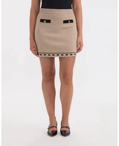 Ellen Tracy Women's Contrast Trim Skirt In Neutral