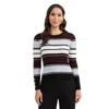 Ellen Tracy Women's Crew Neck Rib Sweater With Button Detail In Multi