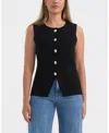 Ellen Tracy Button Front Sweater Vest In Black