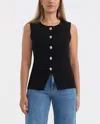Ellen Tracy Button Front Sweater Vest In Black