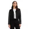 Ellen Tracy Women's Cropped Jacket With Vegan Leather Sleeves In Black