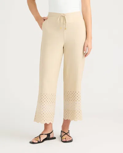 Ellen Tracy Women's Cropped Pant With Scallop Eyelet Hem In Neutral