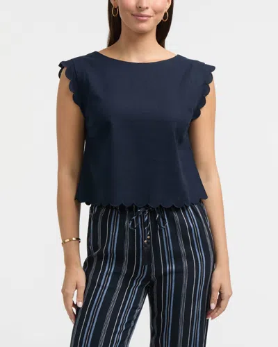 Ellen Tracy Women's Cropped Scallop Edge Tank In Blue