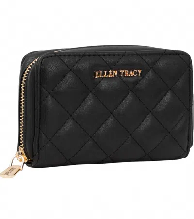 Ellen Tracy Women's Diamond Quilted Zip Around Indexer Wallet In Black