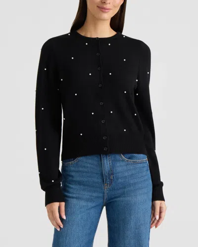 Ellen Tracy Women's Embellished Button‑front Cardigan In Black