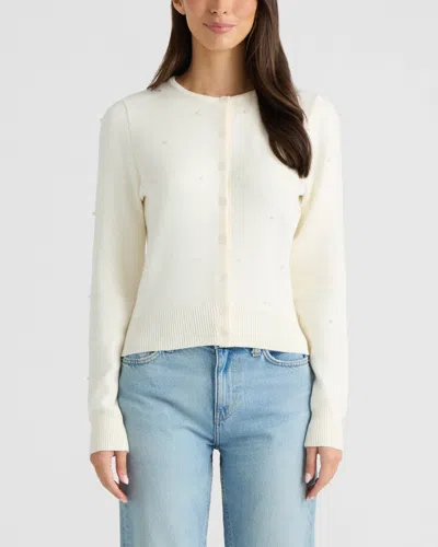 Ellen Tracy Women's Embellished Button‑front Cardigan In Neutral