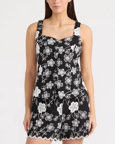 Ellen Tracy Women's Embroidered Scallop Vest In Black