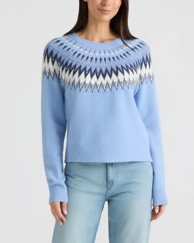 Ellen Tracy Women's Fair Isle Sweater With Rhinestone Embellishments In Blue