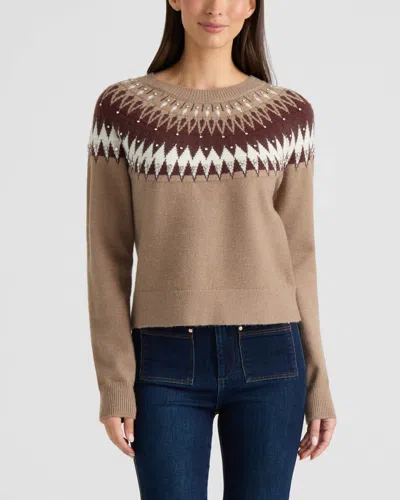 Ellen Tracy Women's Fair Isle Sweater With Rhinestone Embellishments In Multi