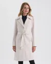Ellen Tracy Women's Faux Suede Trench With Detachable Fur Collar In White