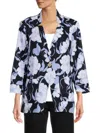 Ellen Tracy Linen-blend Blazer In Blue Floral