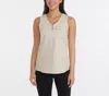 Ellen Tracy Sleeveless Zipper Detail Top In White