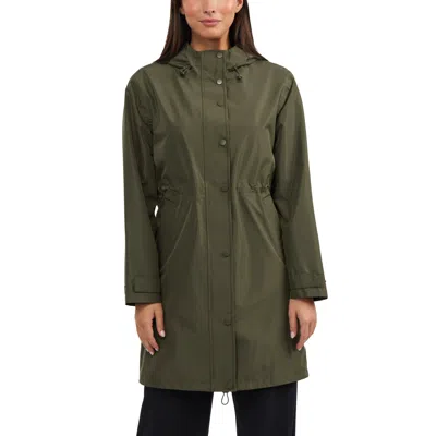 Ellen Tracy Women's Hooded Waterproof Raincoat In Green