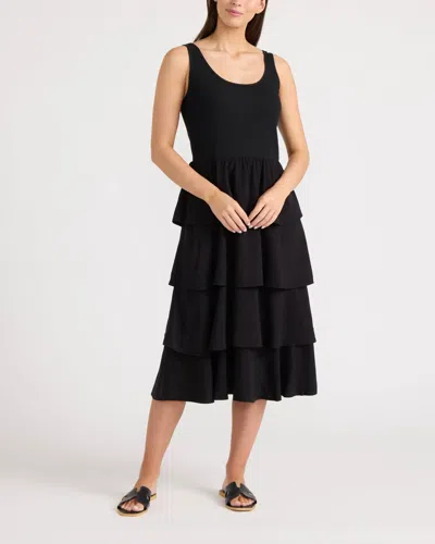 Ellen Tracy Women's Knit Tank Top Tiered Dress In Black