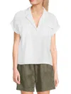 Ellen Tracy Women's Linen Blend Camp Shirt In White