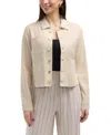 Ellen Tracy Linen-blend Crop Jacket In White