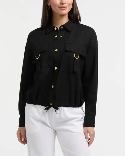 Ellen Tracy Women's Linen-blend Safari Jacket In Black