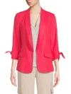 Ellen Tracy Shawl Lapel Linen-blend Blazer In Geranium