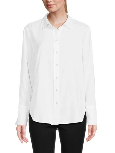 Ellen Tracy Women's Linen Blend Shirt In White