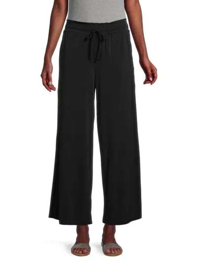 Ellen Tracy Women's Linen-blend Wide-leg Pants In Black