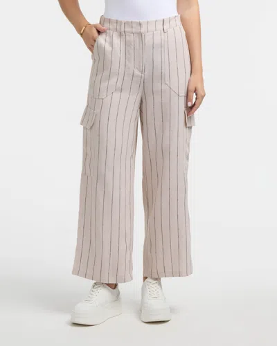 Ellen Tracy Women's Linen Cargo Wide Leg Pant In Multi