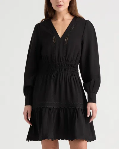 Ellen Tracy Women's Long Sleeve Dress With Flounce Hem In Black