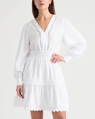Ellen Tracy Women's Long Sleeve Dress With Flounce Hem In White