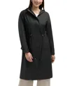 Ellen Tracy Women's Longline Rubber Coated Raincoat In Black