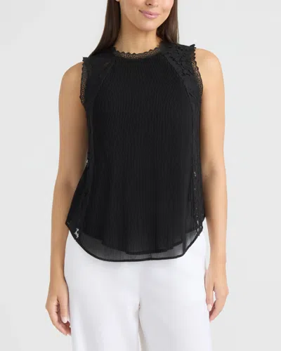 Ellen Tracy Women's Mix Media Top With Lace In Black
