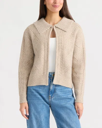Ellen Tracy Women's Pearl Trim Cardigan In Neutral