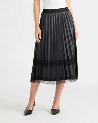 Ellen Tracy Women's Pleated Lace Trim Skirt In Black