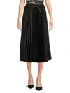 Ellen Tracy Pleated Satin Skirt In Black